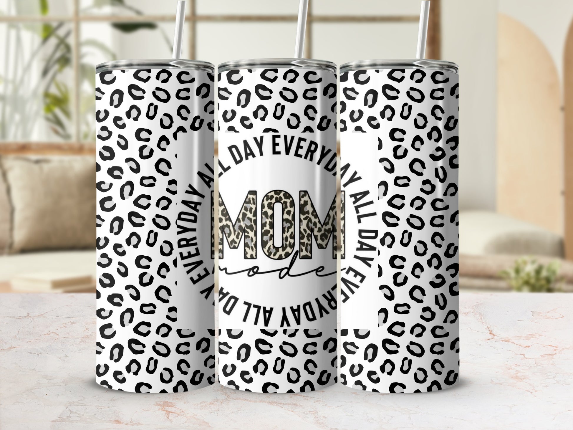 Leopard Print Mom Mode Everyday All Day Tumbler