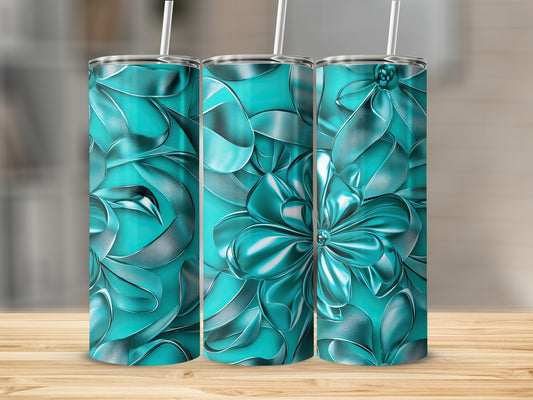 Abstract Turquoise Flowers Design Elegant Tumblers