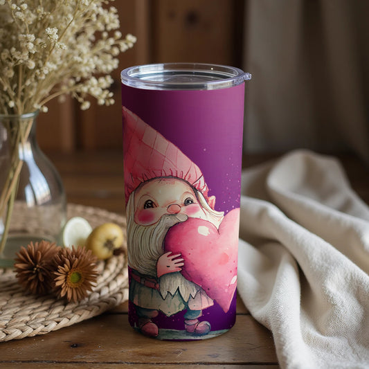 Valentine Gnome with Heart Purple Tumbler Product