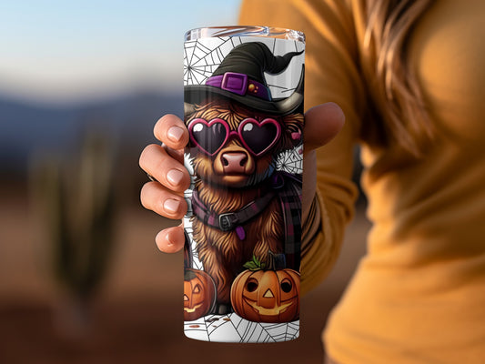 Halloween Witch Bear with Pumpkins Tumbler Cup