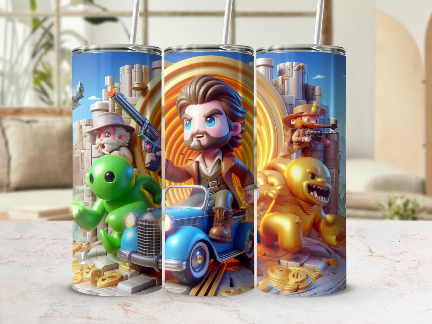 Adventure Cartoon Scene with Characters Tumbler Cup