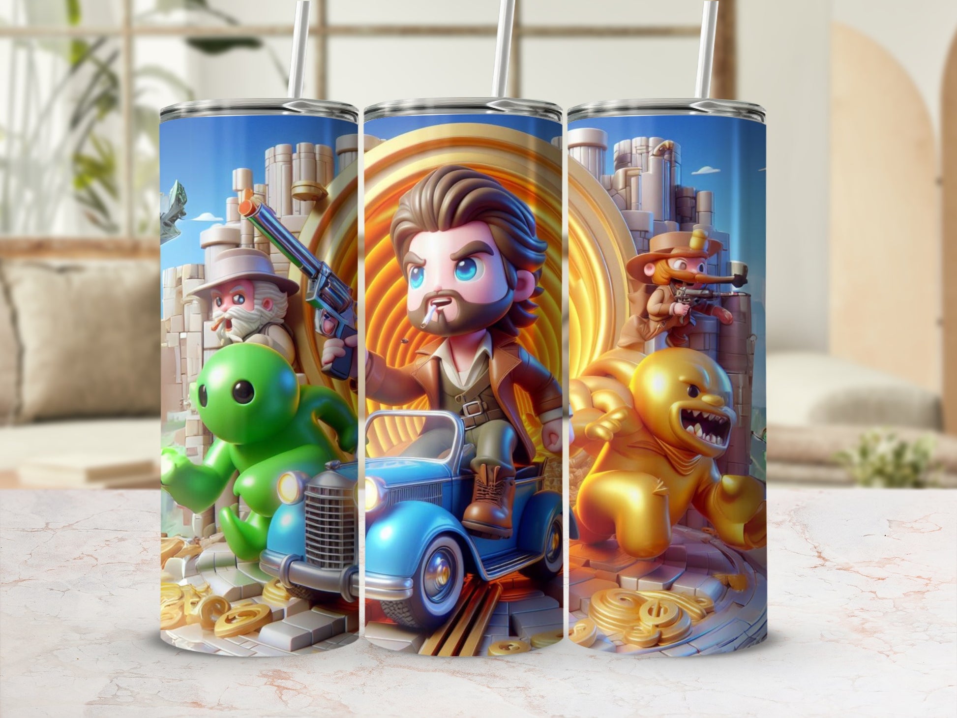 Adventure Cartoon Scene with Characters Tumbler Cup