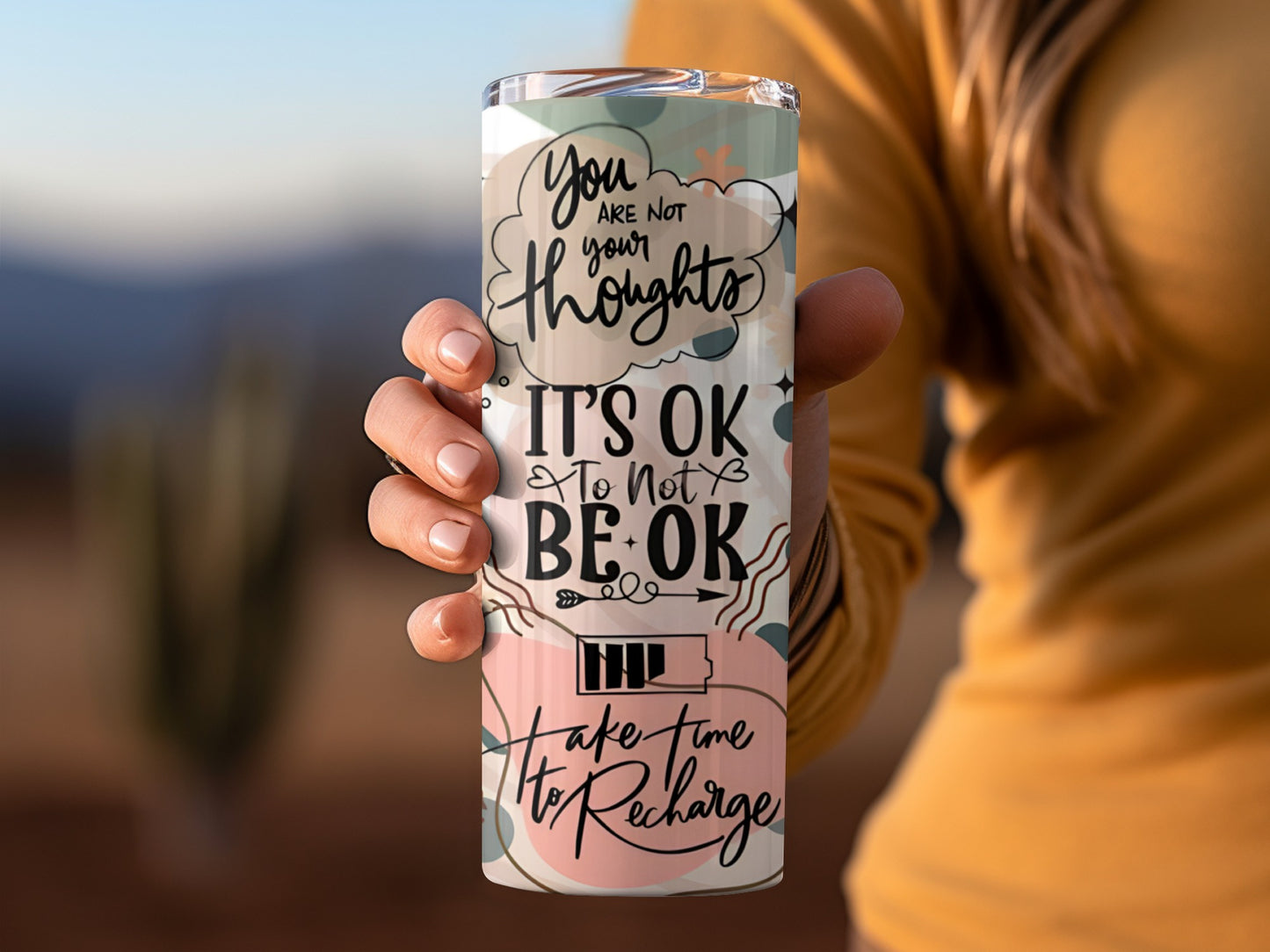 Motivational It's Ok To Not Be Ok Design tumbler