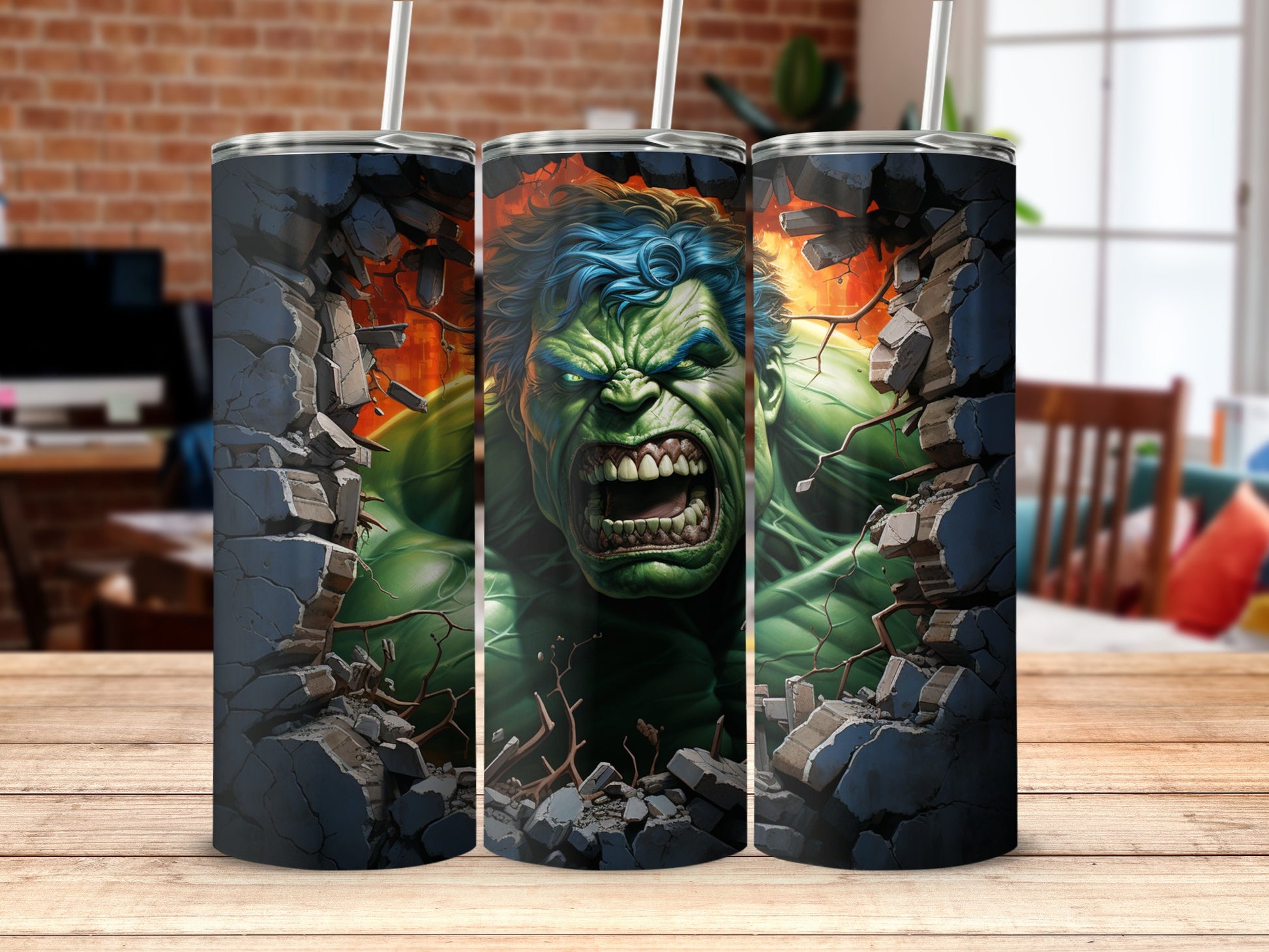 Hulk Smash Shattered Wall Stainless Steel Tumbler