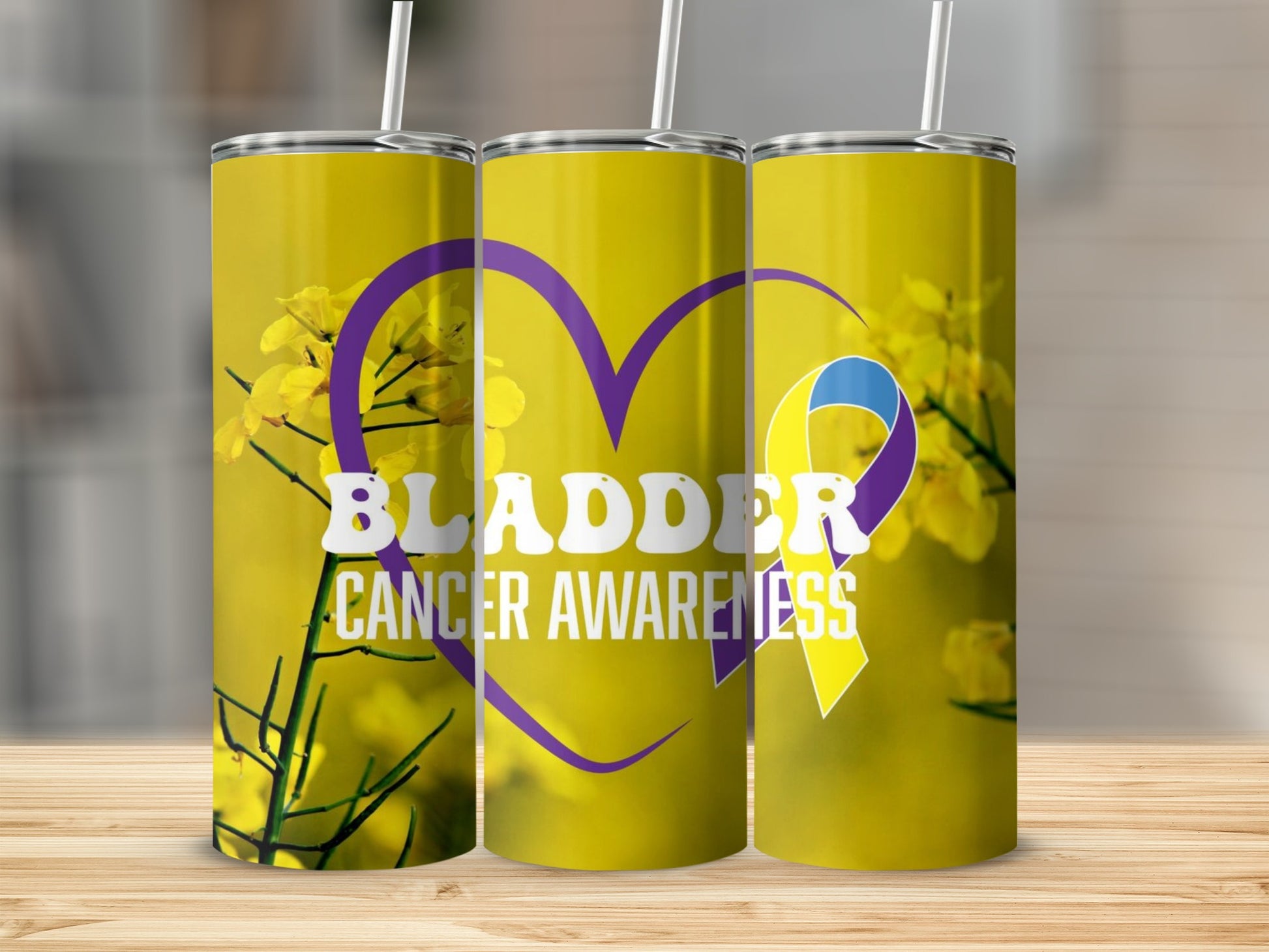 Bladder Cancer Awareness Yellow Tumbler Cup