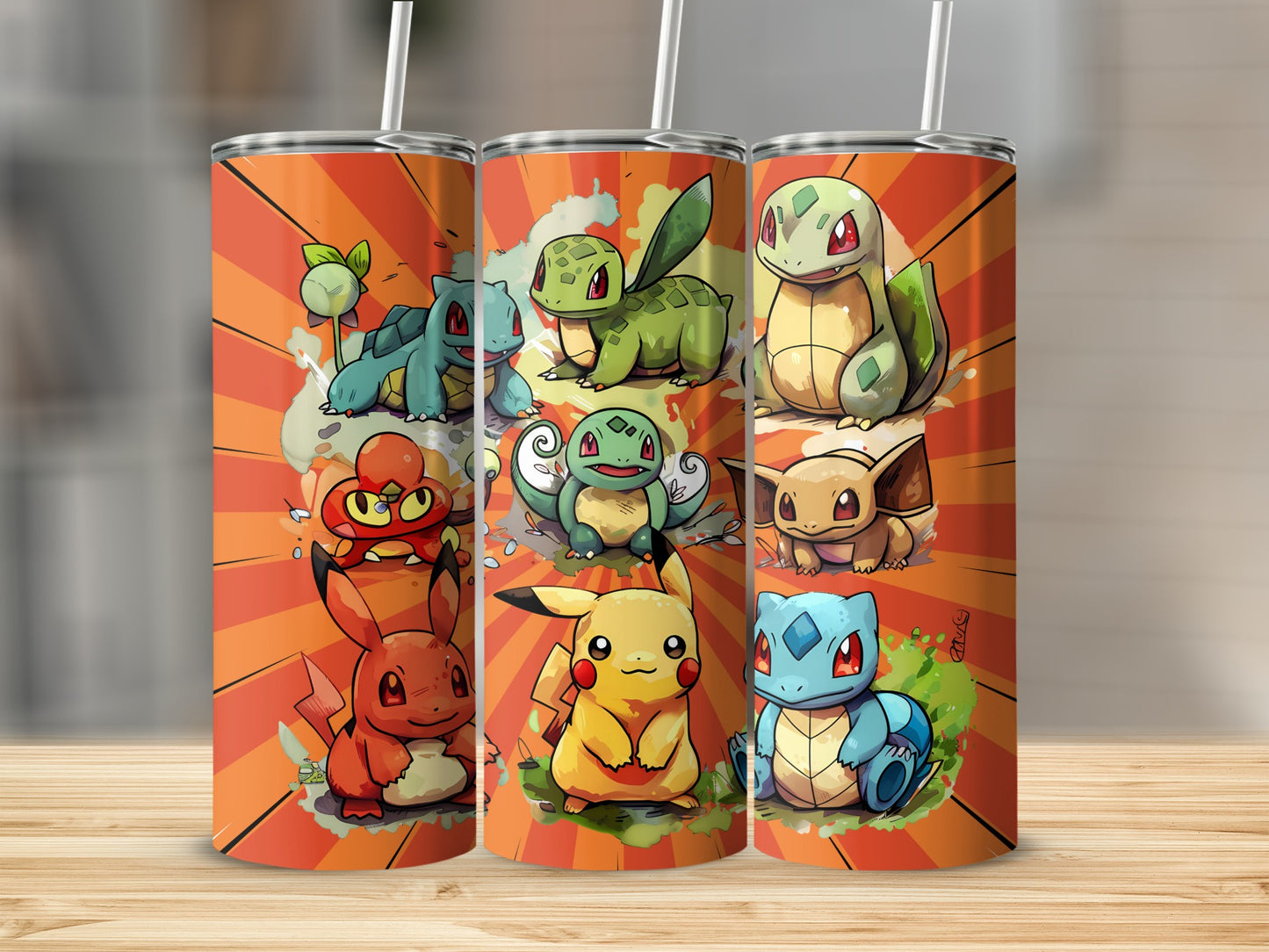 Vibrant Cartoon Characters Tumbler with Straw