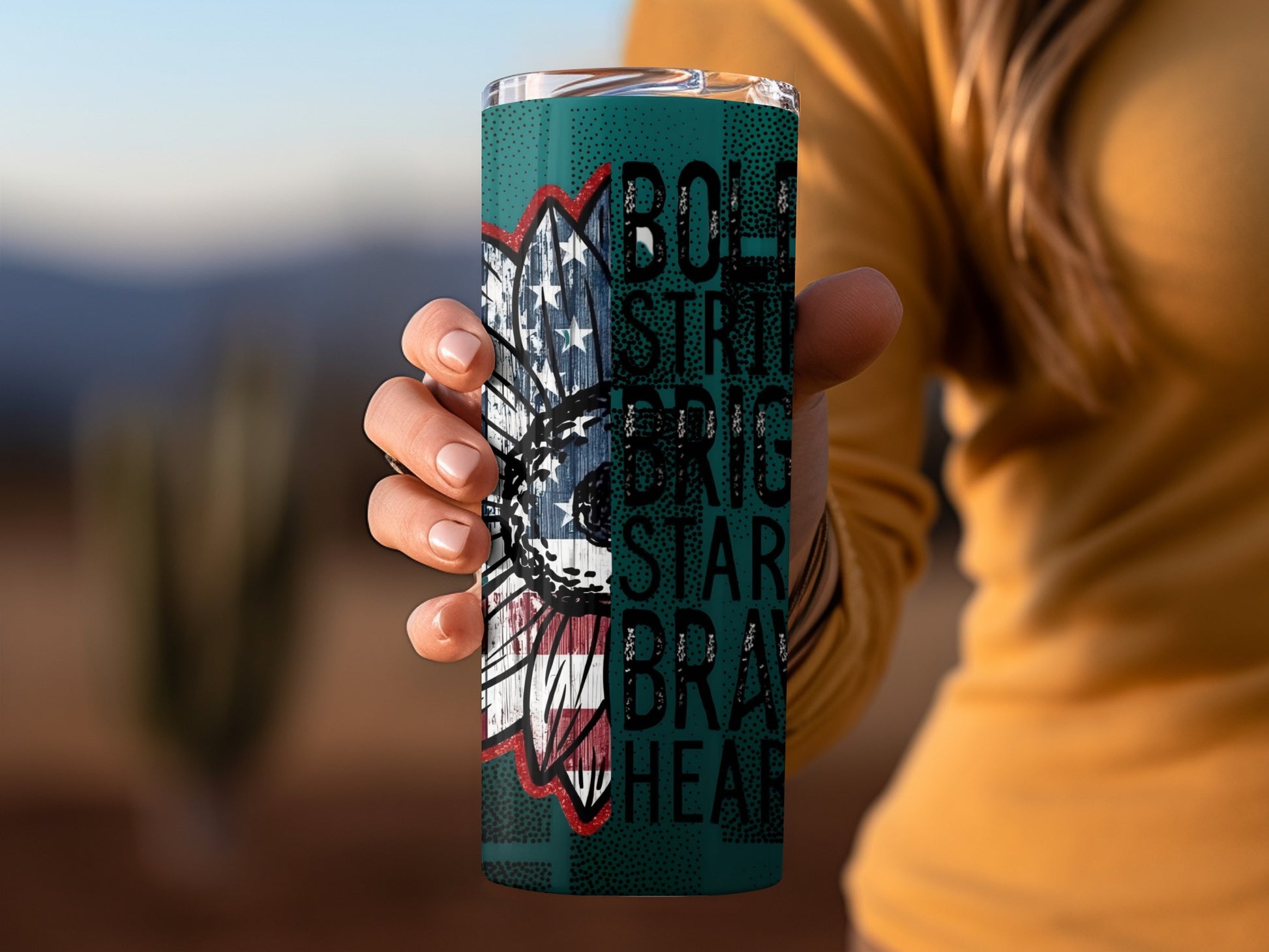 Bold Stripe Brigh Star Brave Heart Tumbler Cup