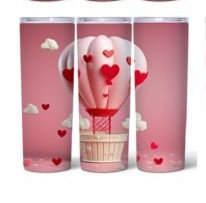 Hot Air Balloon with hearts and clouds