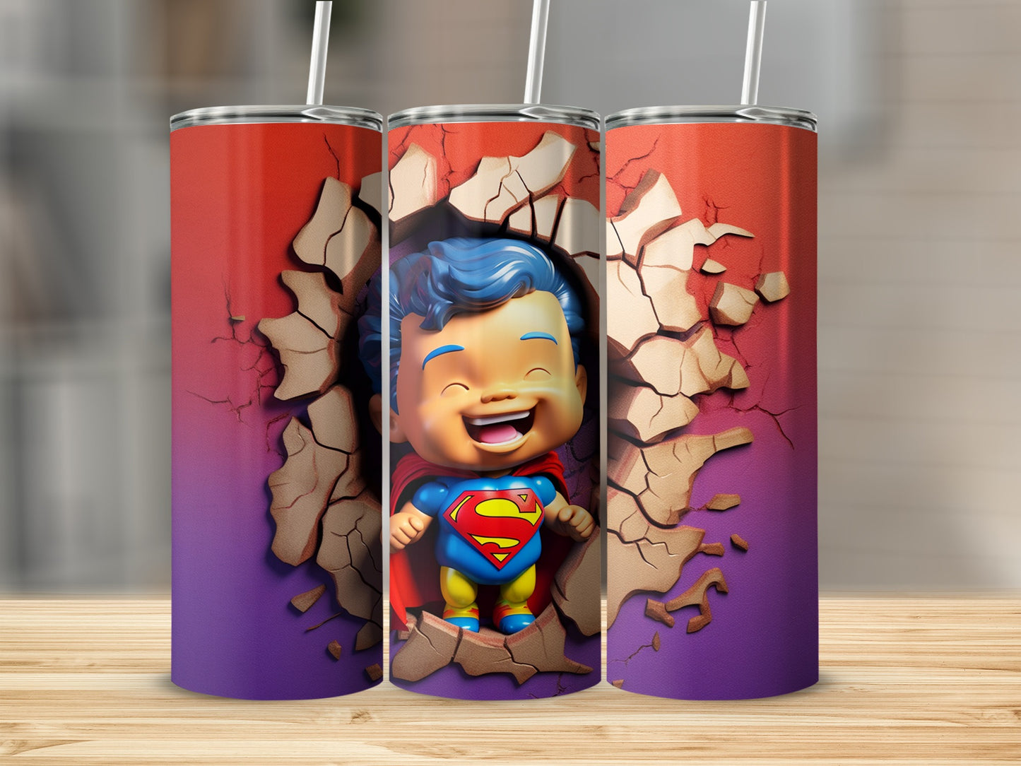 Baby Superhero Cartoon Design Insulated Travel Tumbler