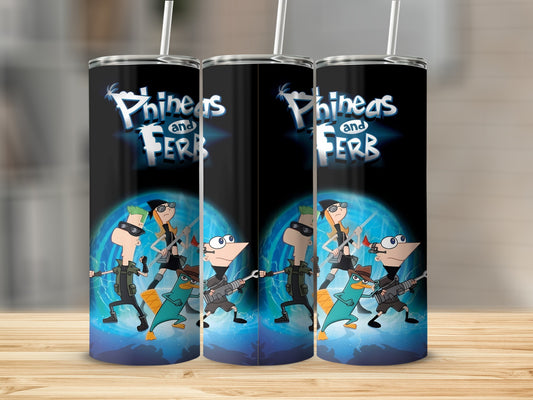 Phineas and Ferb Tall Tumbler for Fans Unique Design