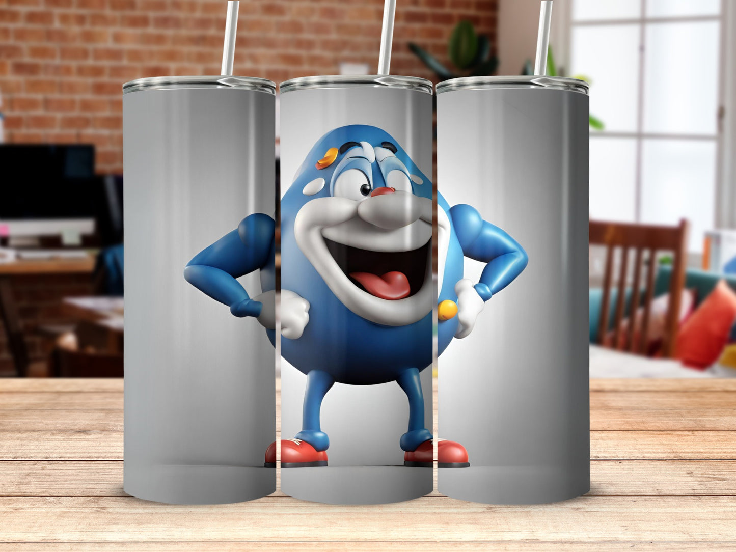 Funny Cartoon Character on Drinking Tumbler Cup