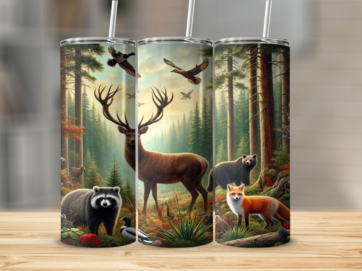 Nature Wildlife Forest Animals Design Tumbler Cup