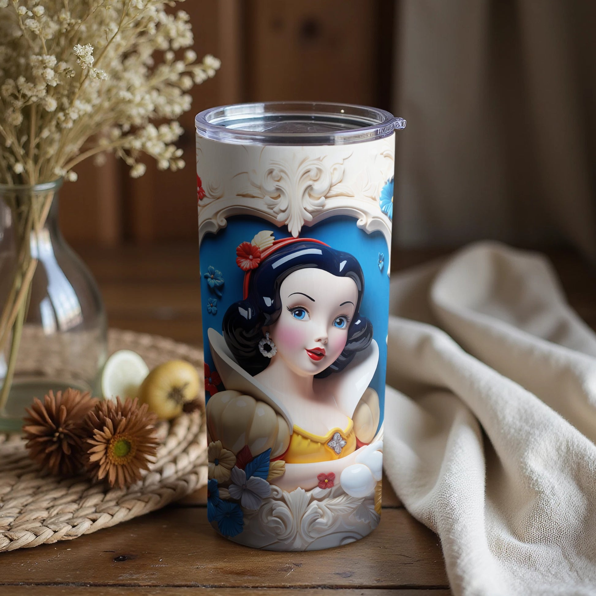 Snow White Tumbler with Artwork for Fans