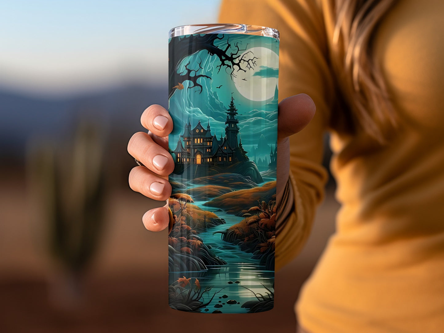 Spooky Haunted Mansion Travel Tumbler ideal for Halloween