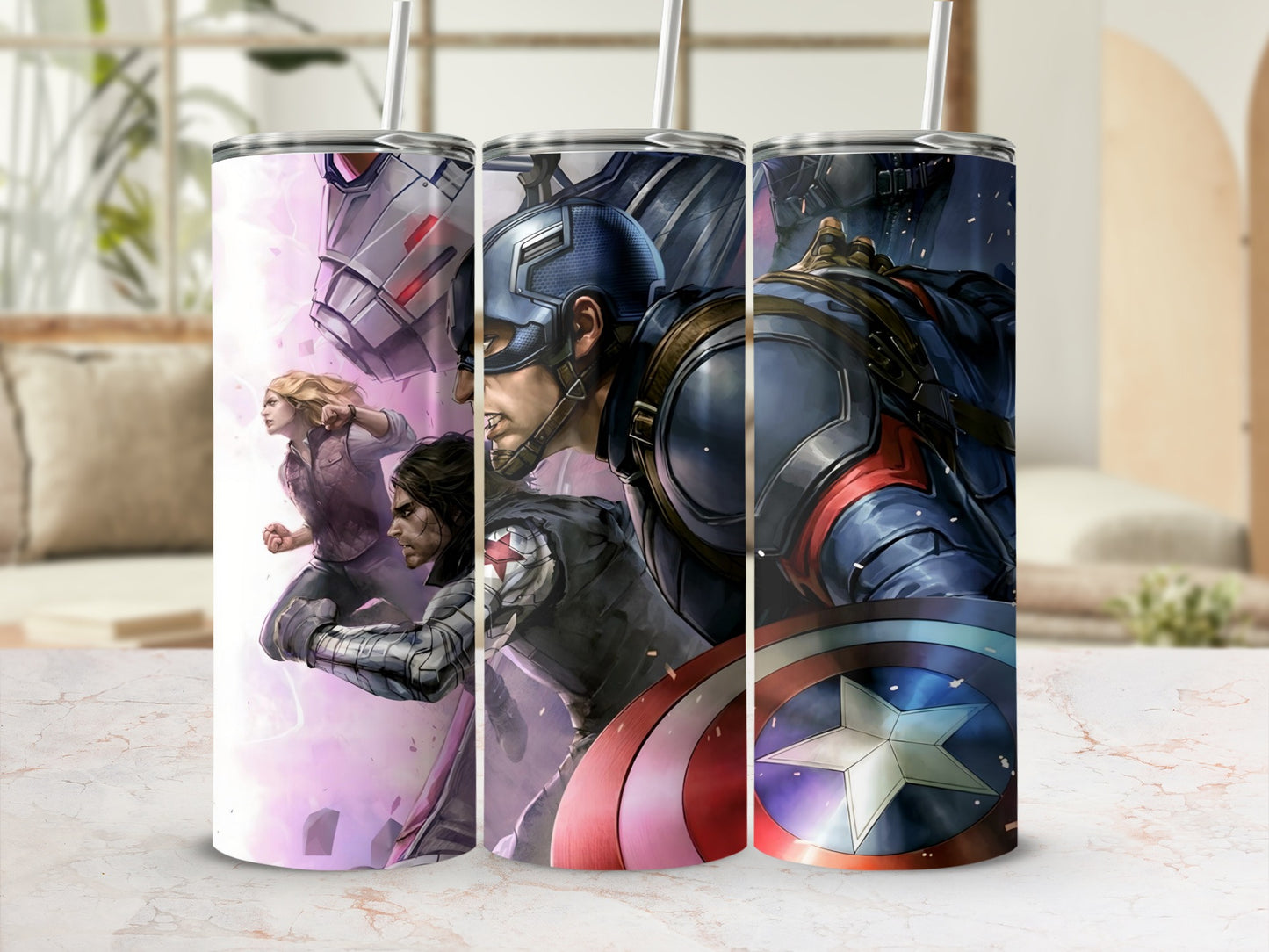 Captain America and Avengers themed tumbler set