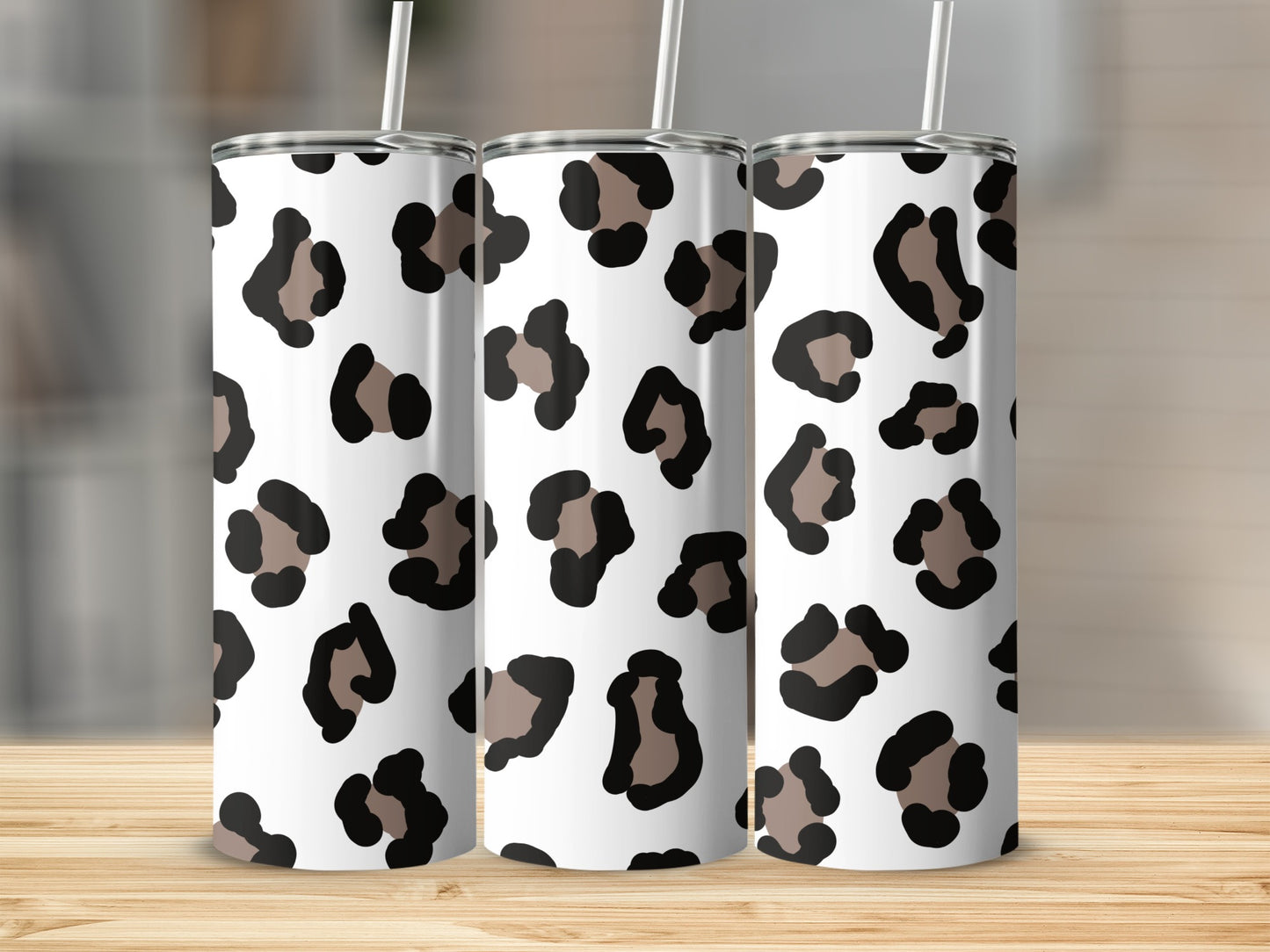Leopard Print Tumbler Cup with Straw High Quality Design