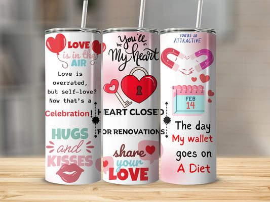 Heart Themed Valentine's Day Insulated Tumbler