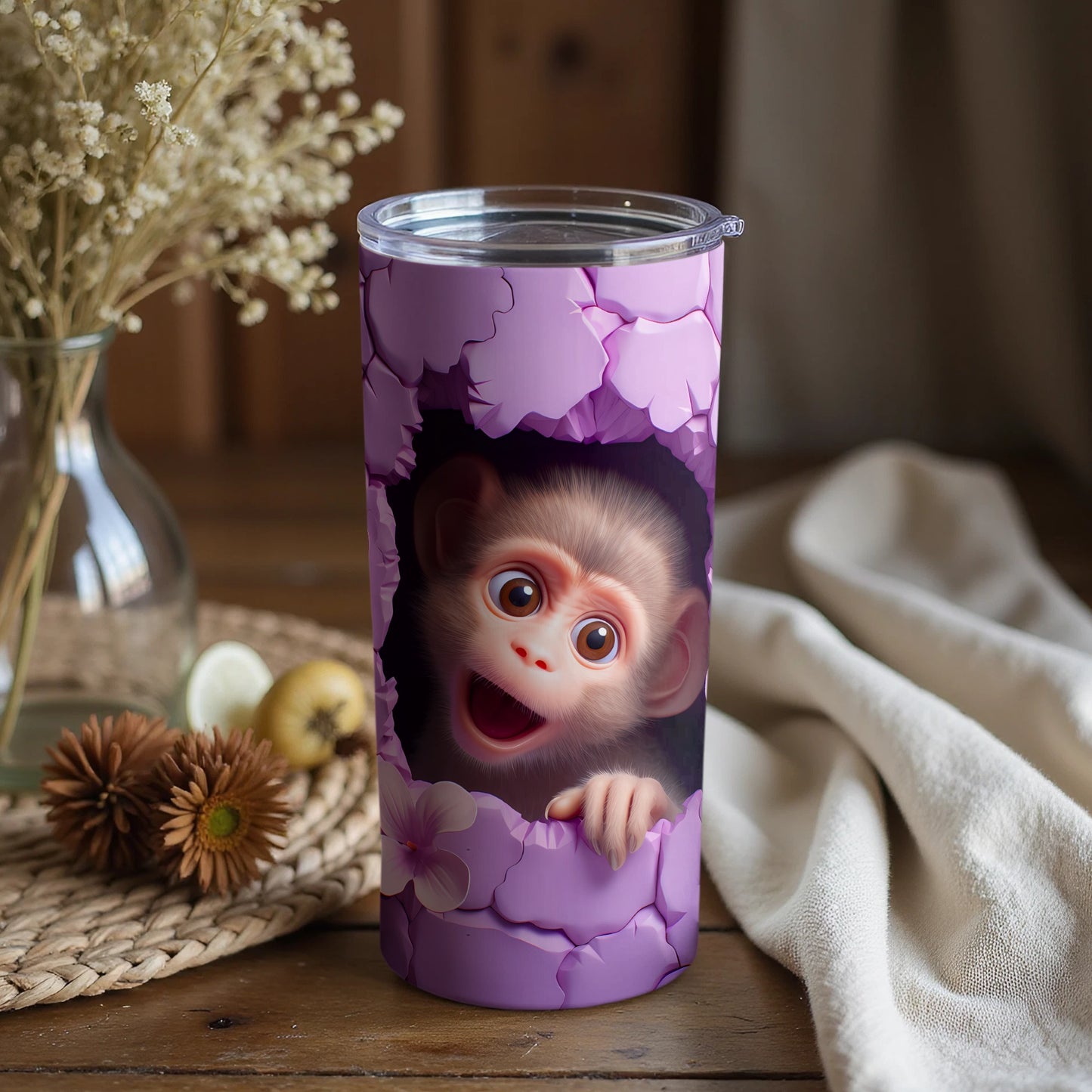 Cute monkey peeking purple cracked design tumbler product type
monkey tumbler
cute monkey
purple design
travel mug
animal print
baby monkey
whimsical drinkware
unique tumbler
fun beverage
cracked pattern
gift idea
primate art
adorable character
cartoon monkey
playful design
drink holder
custom tumbler
trendy cup
purple tumbler
happy monkey