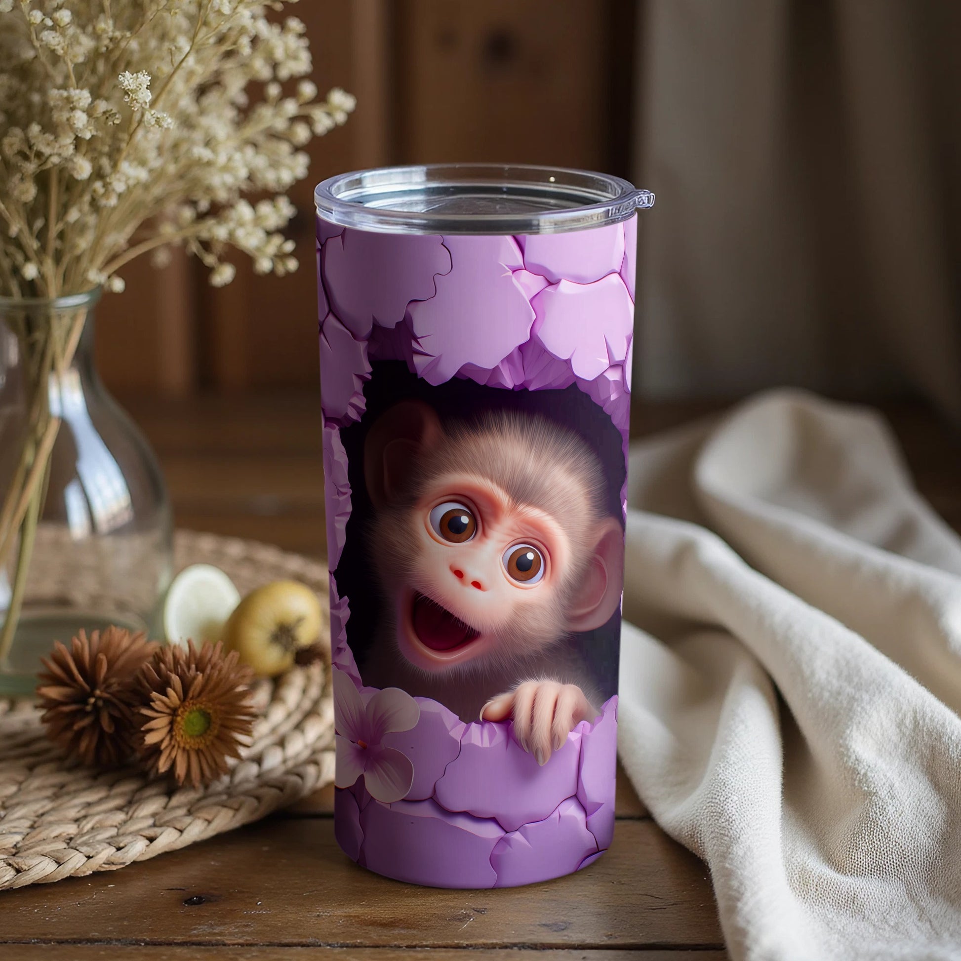 Cute monkey peeking purple cracked design tumbler product type
monkey tumbler
cute monkey
purple design
travel mug
animal print
baby monkey
whimsical drinkware
unique tumbler
fun beverage
cracked pattern
gift idea
primate art
adorable character
cartoon monkey
playful design
drink holder
custom tumbler
trendy cup
purple tumbler
happy monkey