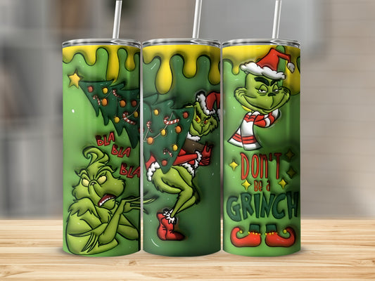 Grinch Themed Christmas Insulated Tumbler Holiday Gift