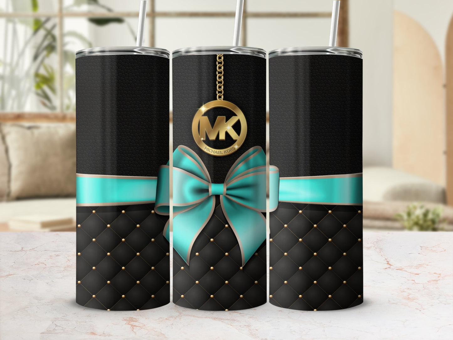 Luxury Black and Teal Bow Insulated Tumbler Product