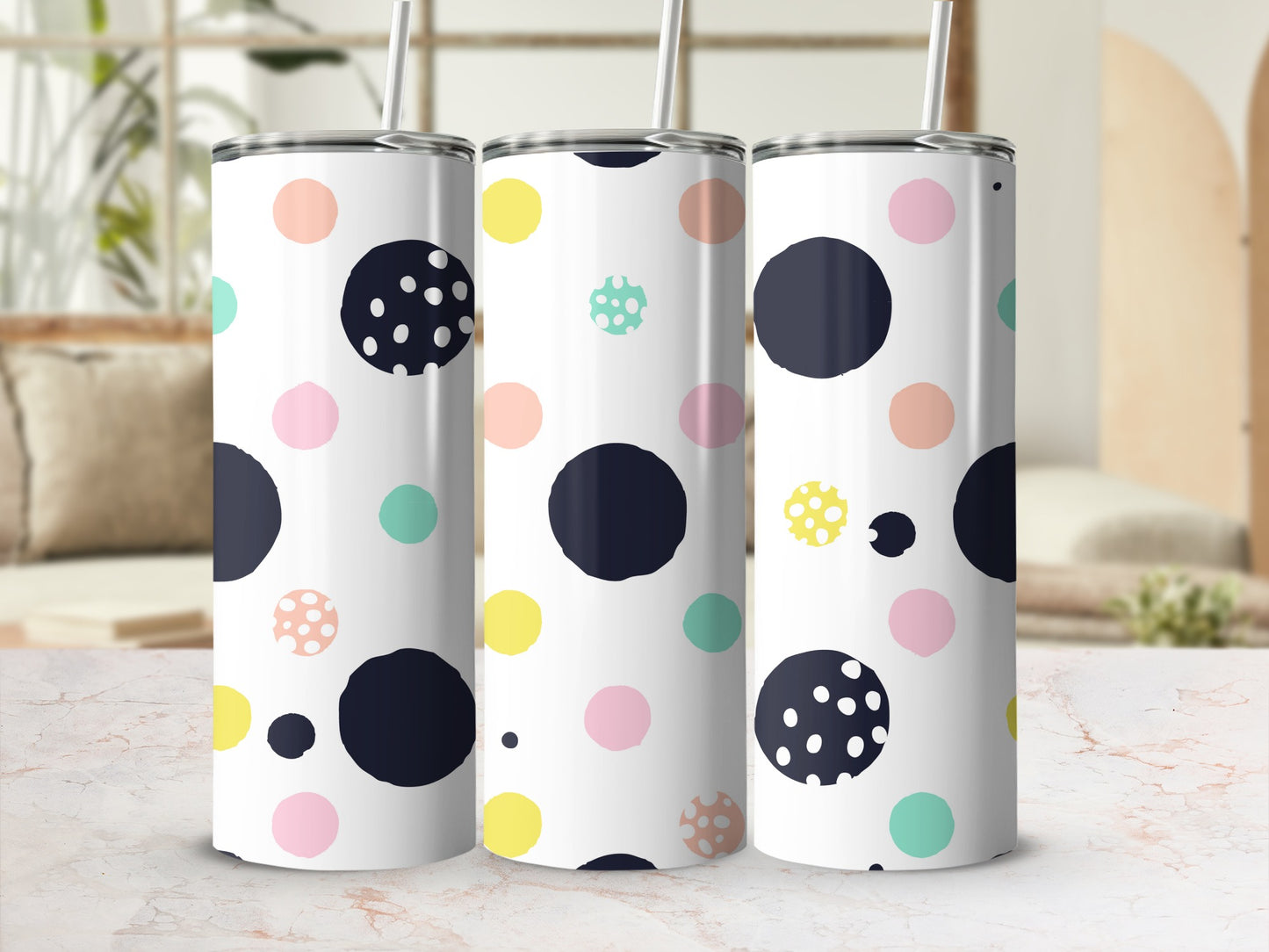 Colorful Polka Dot Pattern Stainless Steel Tumbler