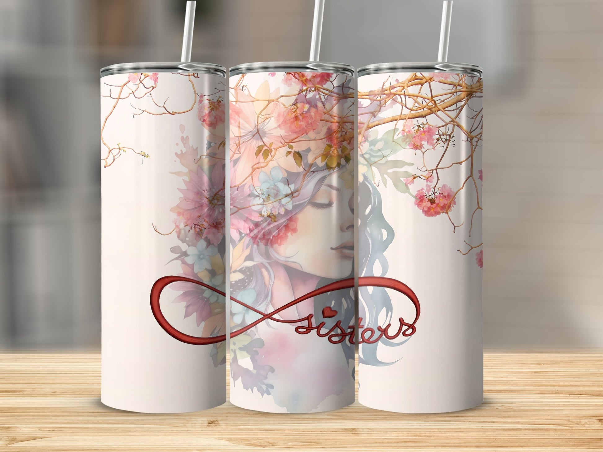 Sisters Floral Infinity Design Tumbler