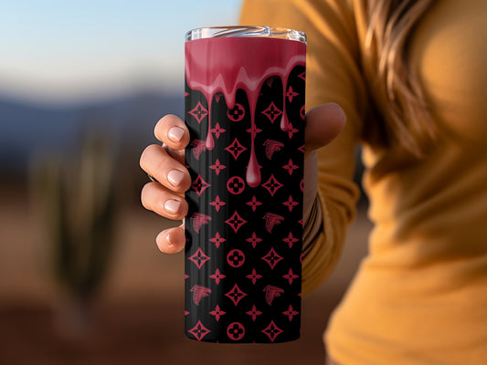Red Dripping With Patterned Background Falcons Tumblers