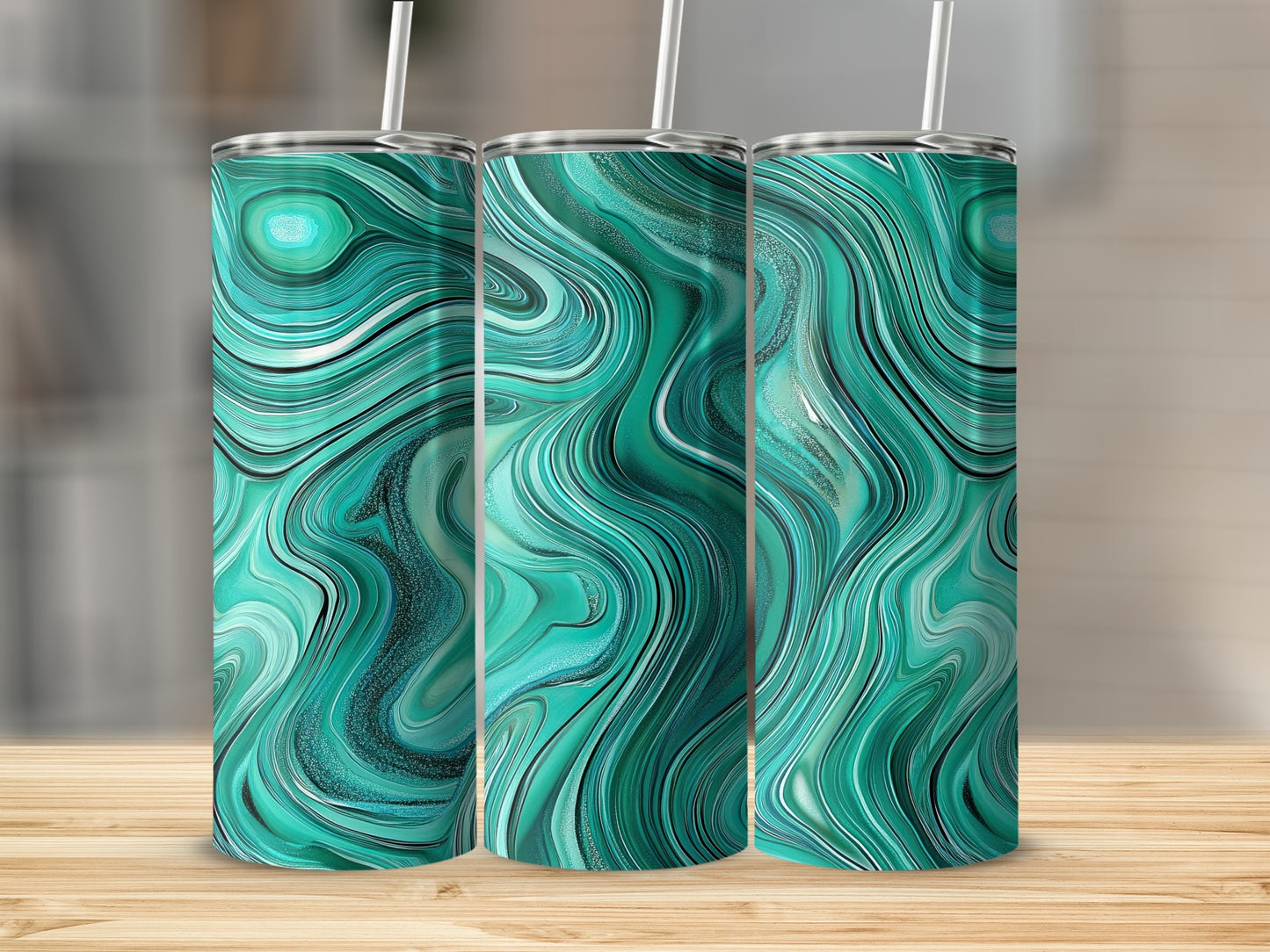Teal Agate Marble Art Inspired Print for Modern Tumblers