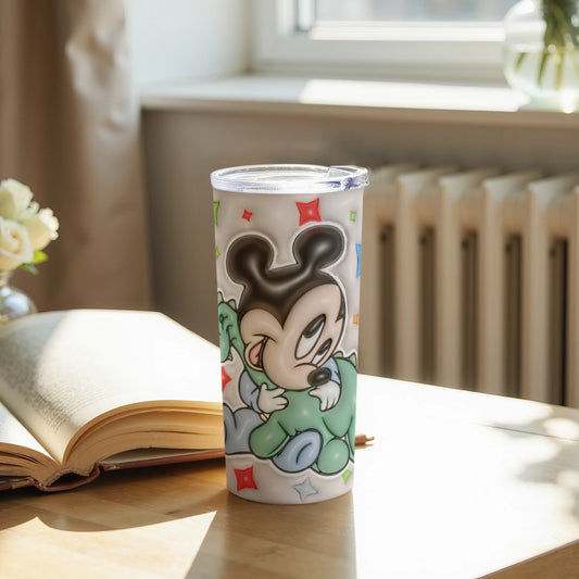 Cute Mickey Mouse and Dinosaur Design Tumbler