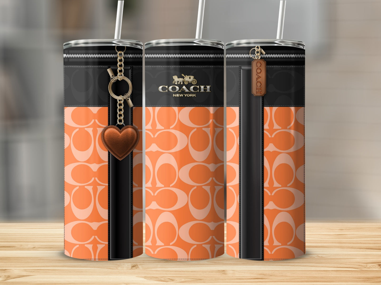 Stylish Coach New York Orange Pattern Tumbler