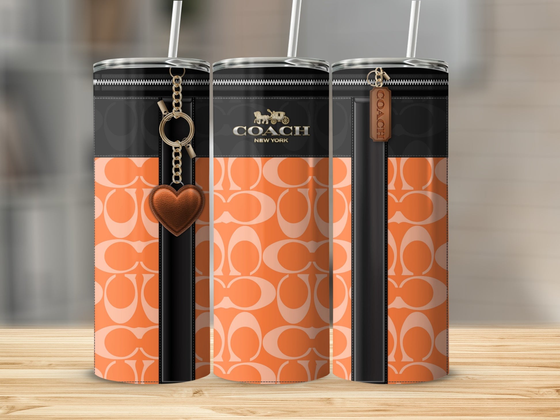 Stylish Coach New York Orange Pattern Tumbler