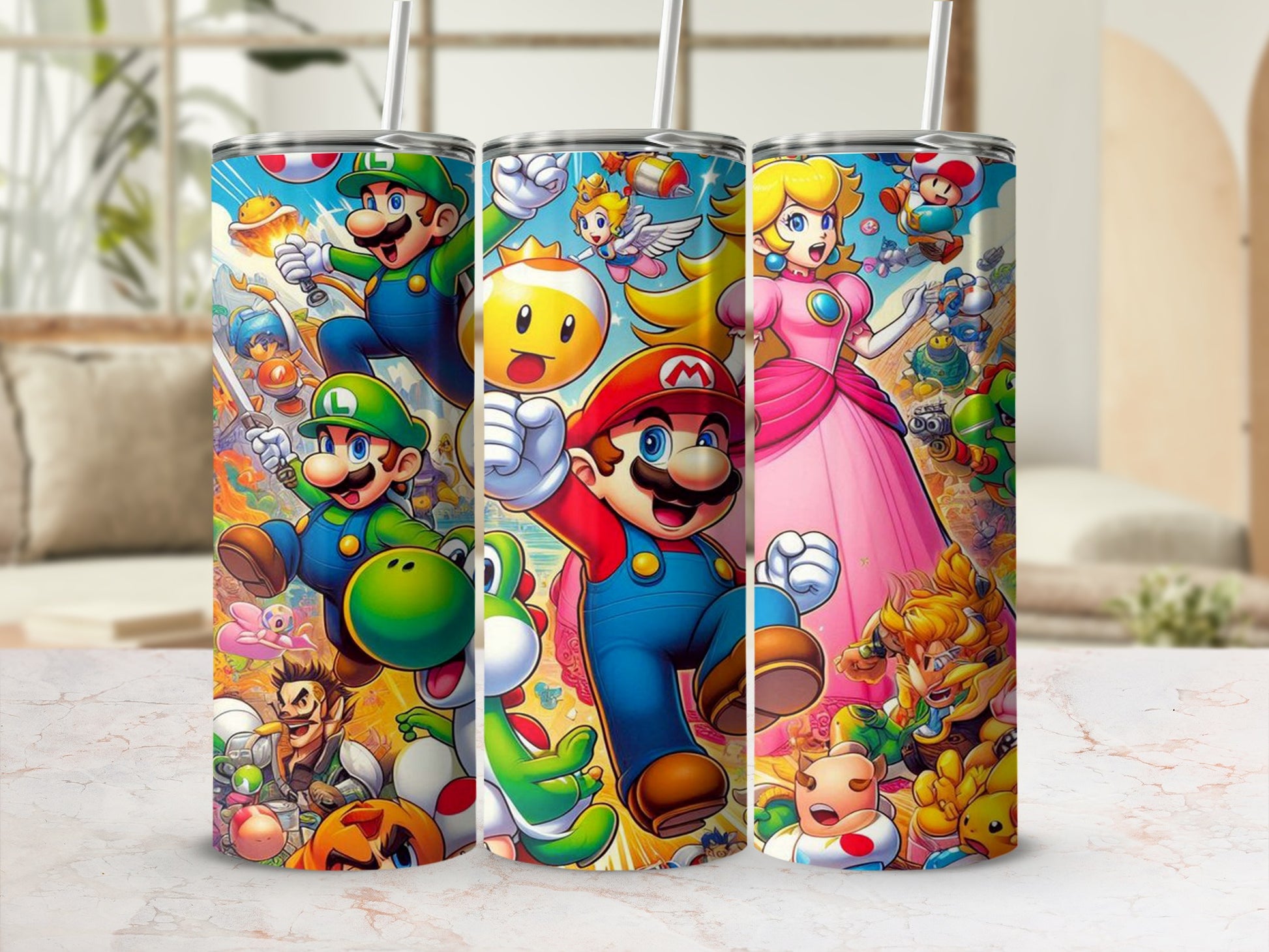 Vibrant Mario and Friends Tumbler for Gamers
