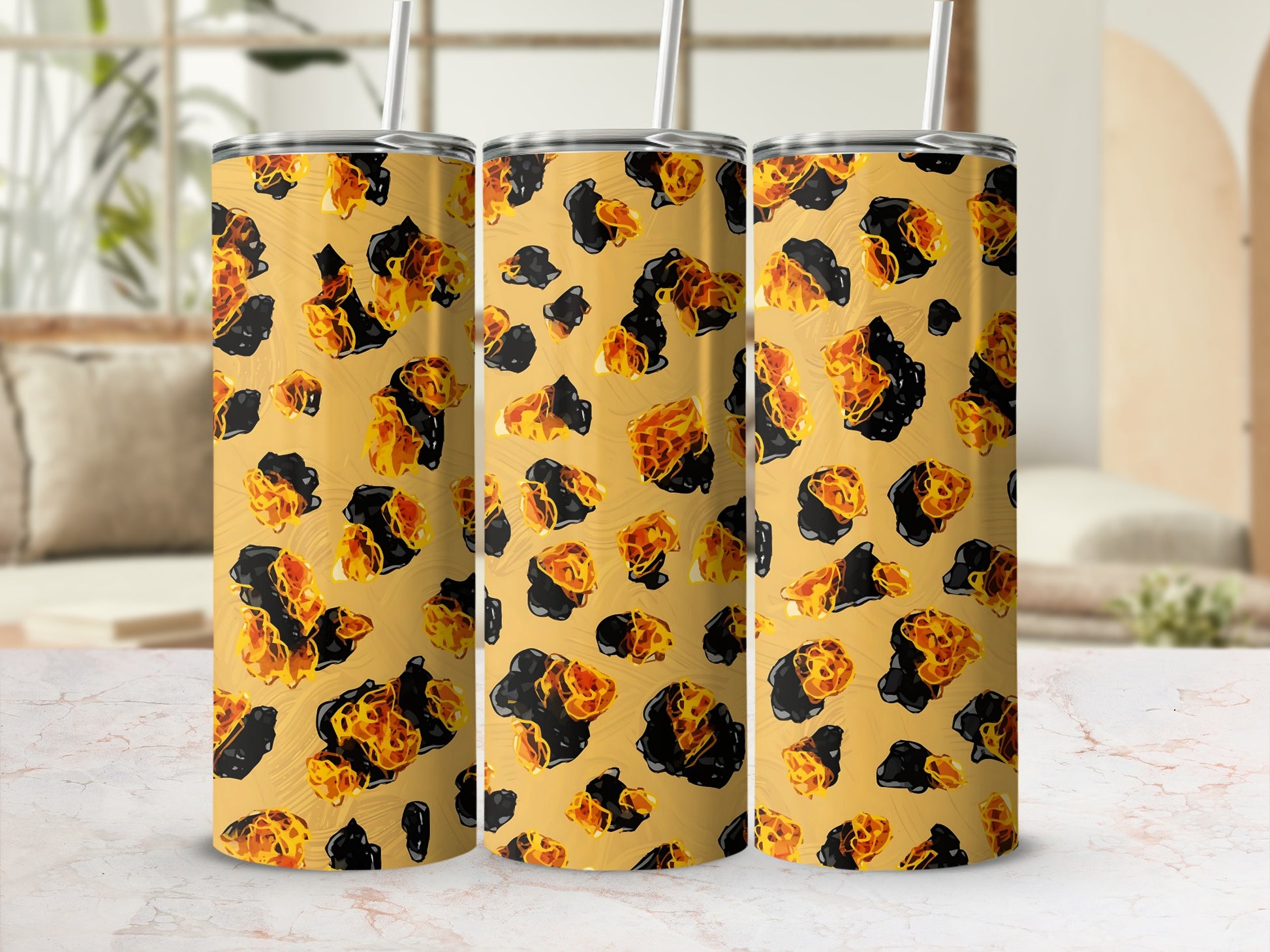 Leopard Print Tall Tumbler with Straw Bold Design