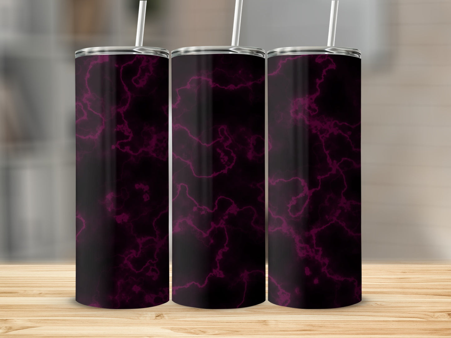 Deep Night Electric Purple Thunderbolt Design Tumblers