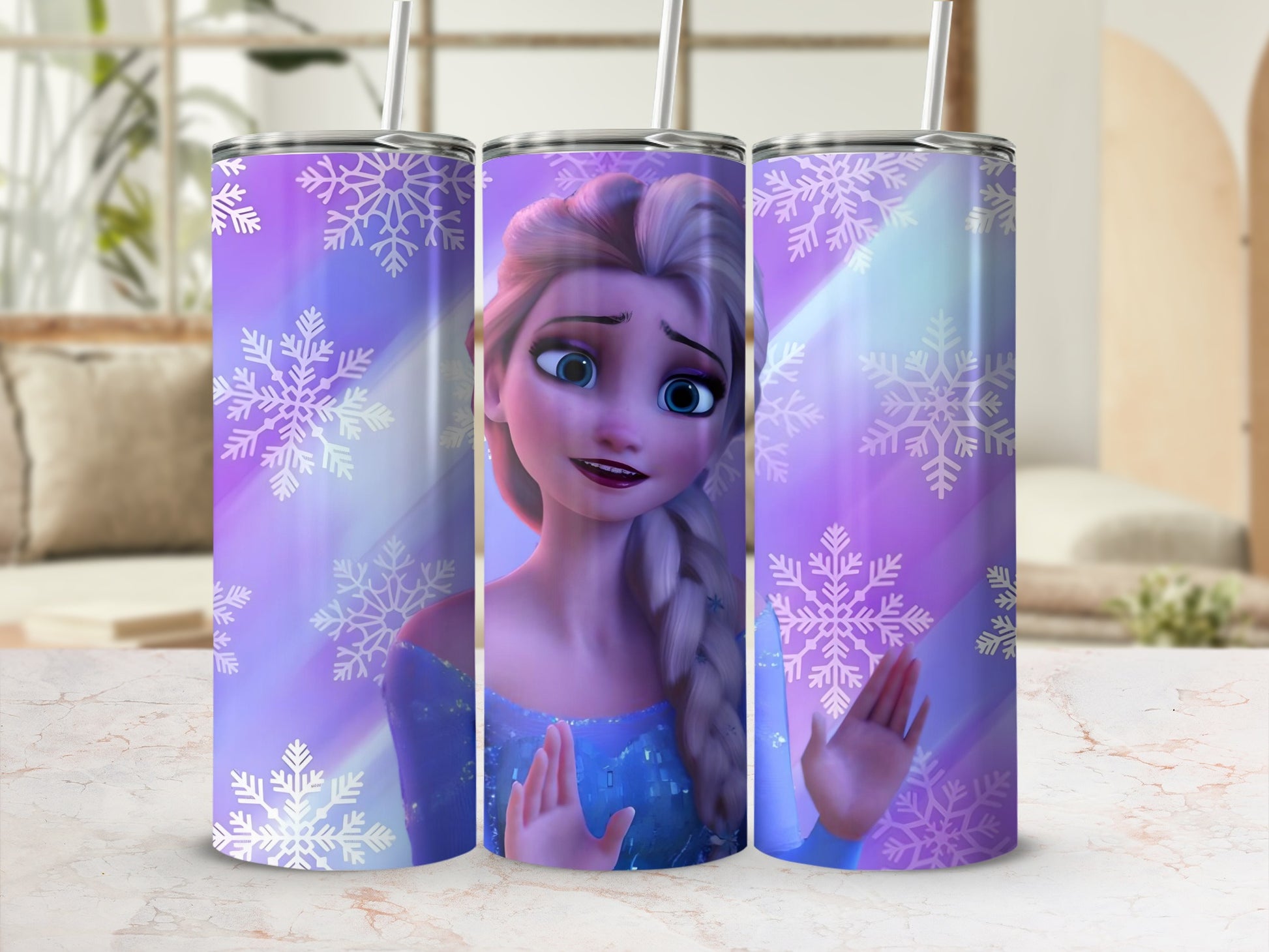 Animated Character Snowflake Design Drinkware Tumbler