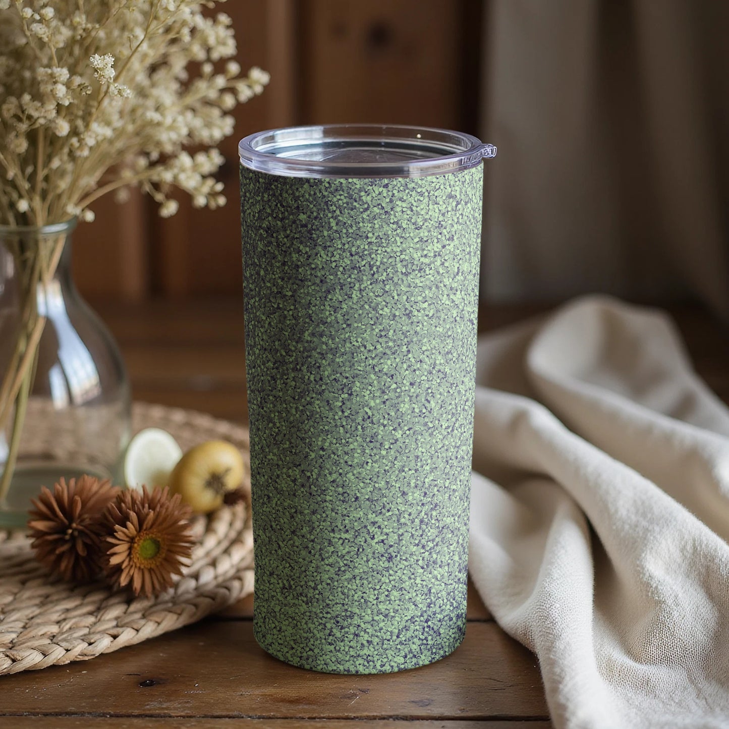 Stylish Green Speckled Insulated Tumbler for Beverages