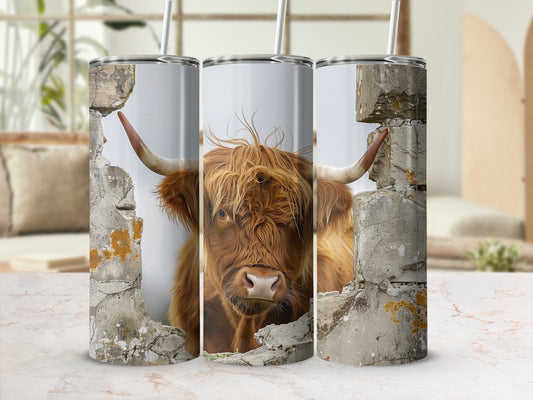 Highland Cow Peeking Broken Concrete Wall Tumbler product type