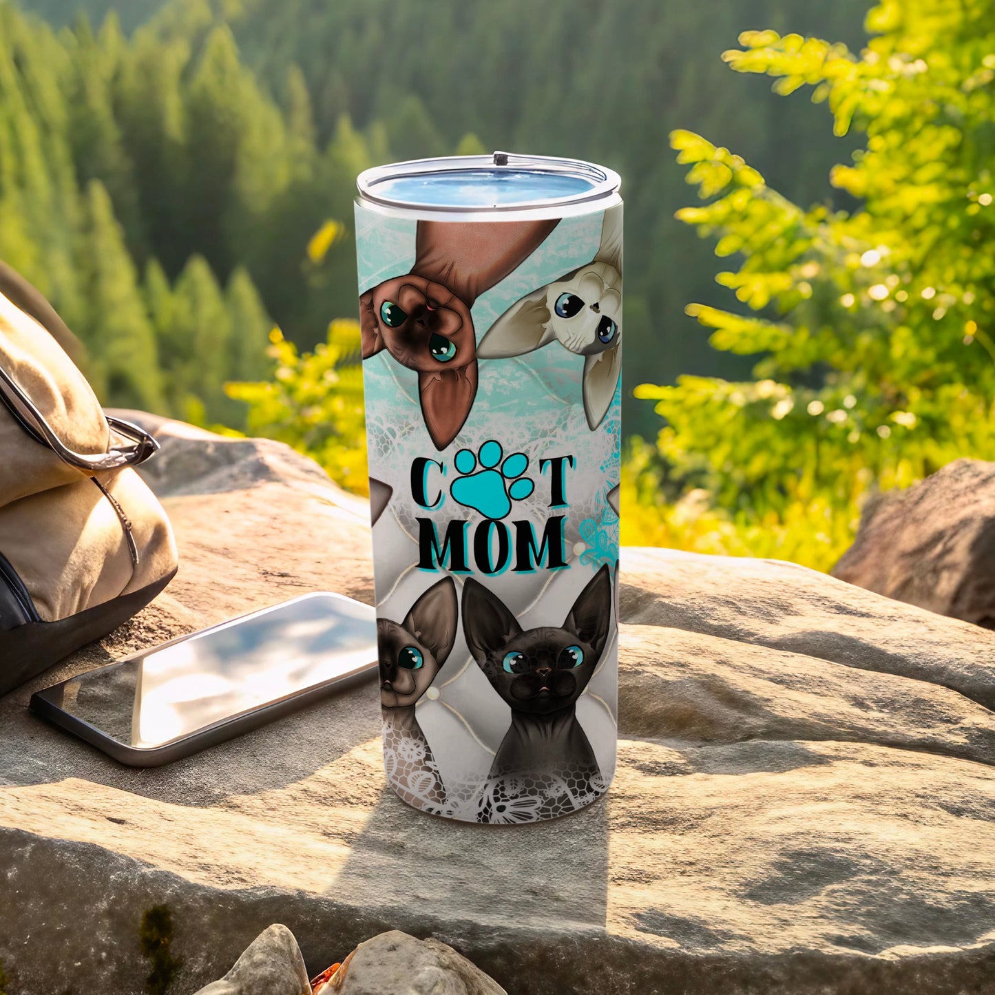 Sphynx Cats Cat Mom Paw Print Design Travel Tumbler product type