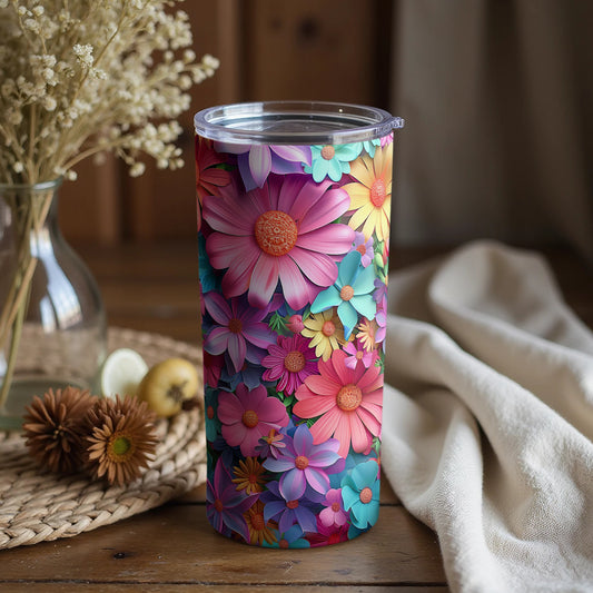 Colorful Floral Pattern Insulated Tumbler Cup