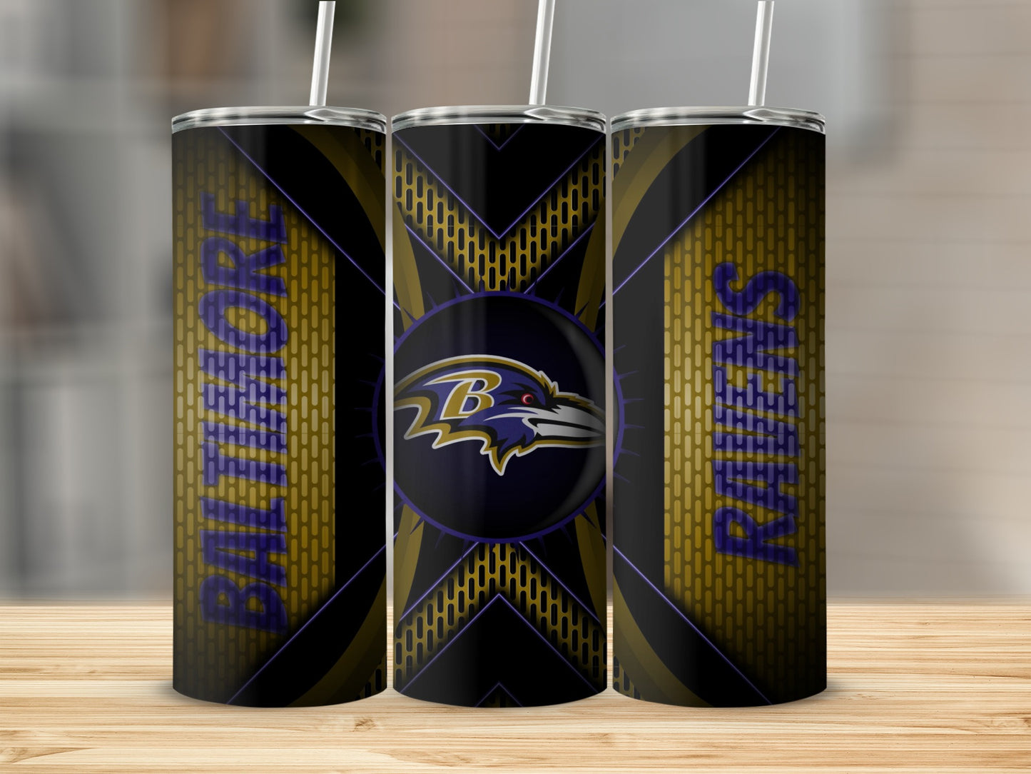 Baltimore Ravens Symbol in Gold and Black Design Tumblers