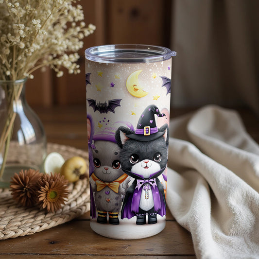 Cute Halloween Cat and Mouse Design Tumbler