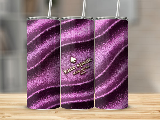 Kate Spade Inspired  New York Sparkling Purple Design Tumblers
