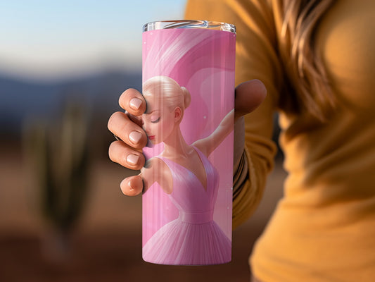 Elegant Ballet Dancer Pink Tumbler Travel Cup