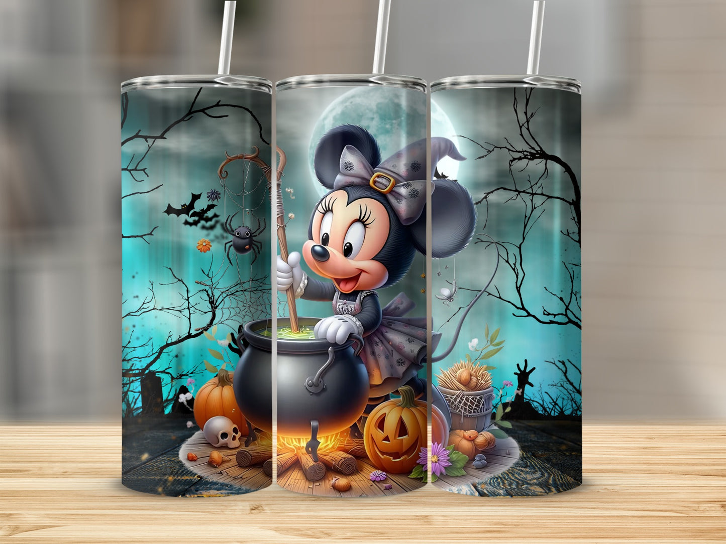 Halloween Themed Minnie Mouse Tumbler with Straw