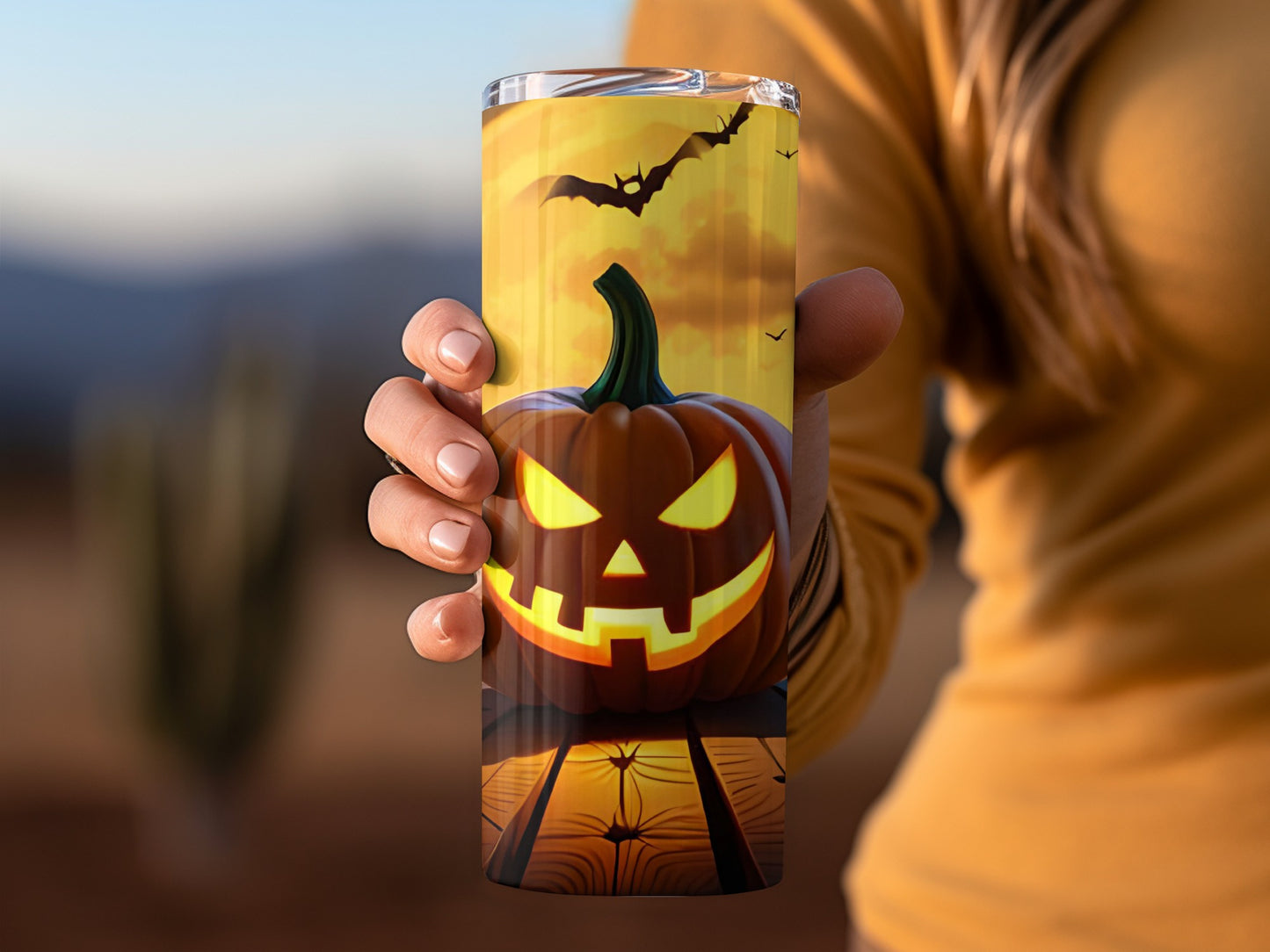 Happy Pumpkin Face by Moonlight Halloween Tumbler