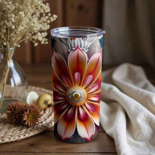 Colorful Floral Design Tumbler with Lid for Everyday Use