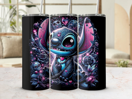 Cute Alien Skull Rose Stainless Steel Tumbler