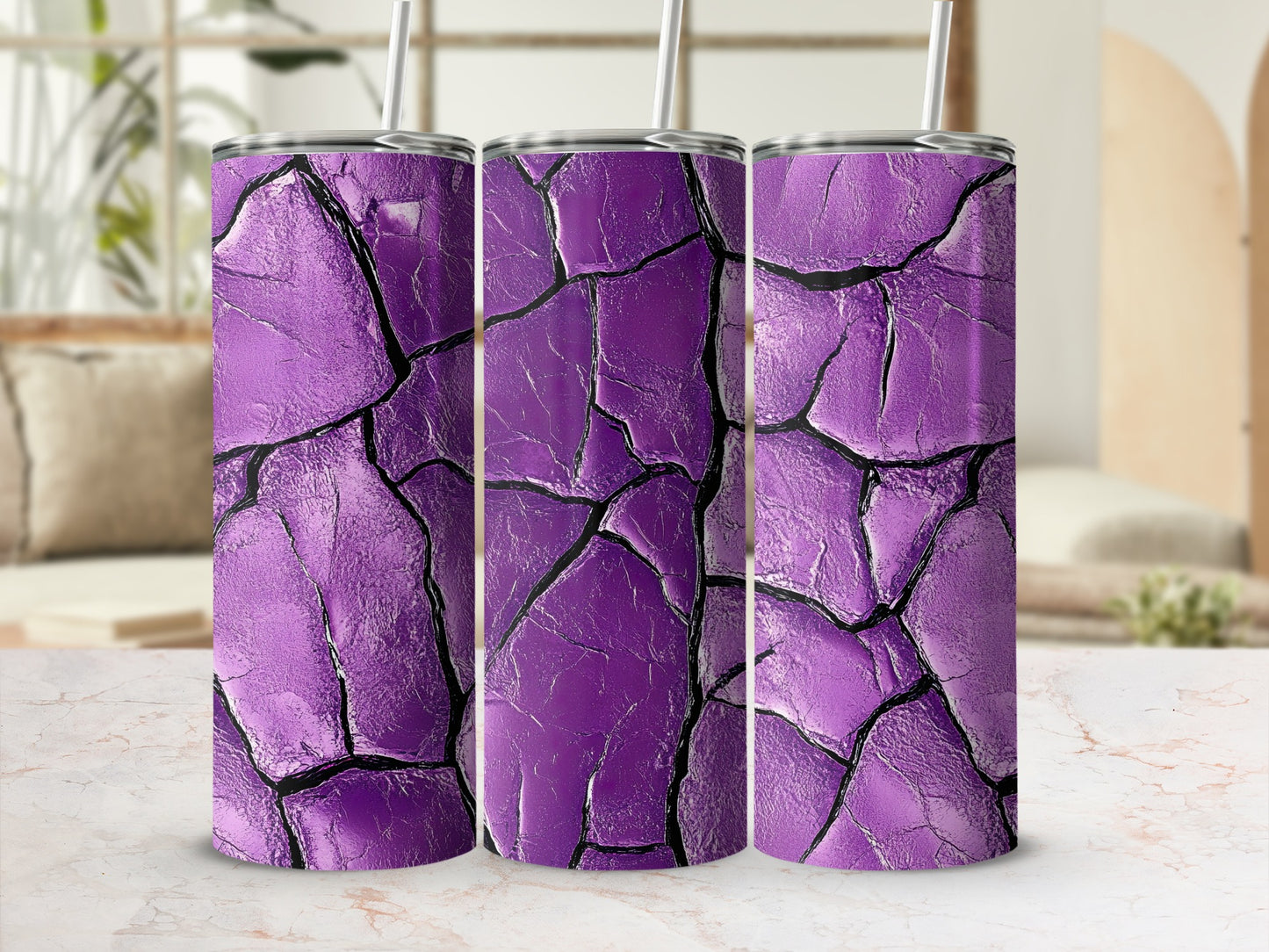 Purple Cracked Surface Aesthetic Design Pattern Tumblers