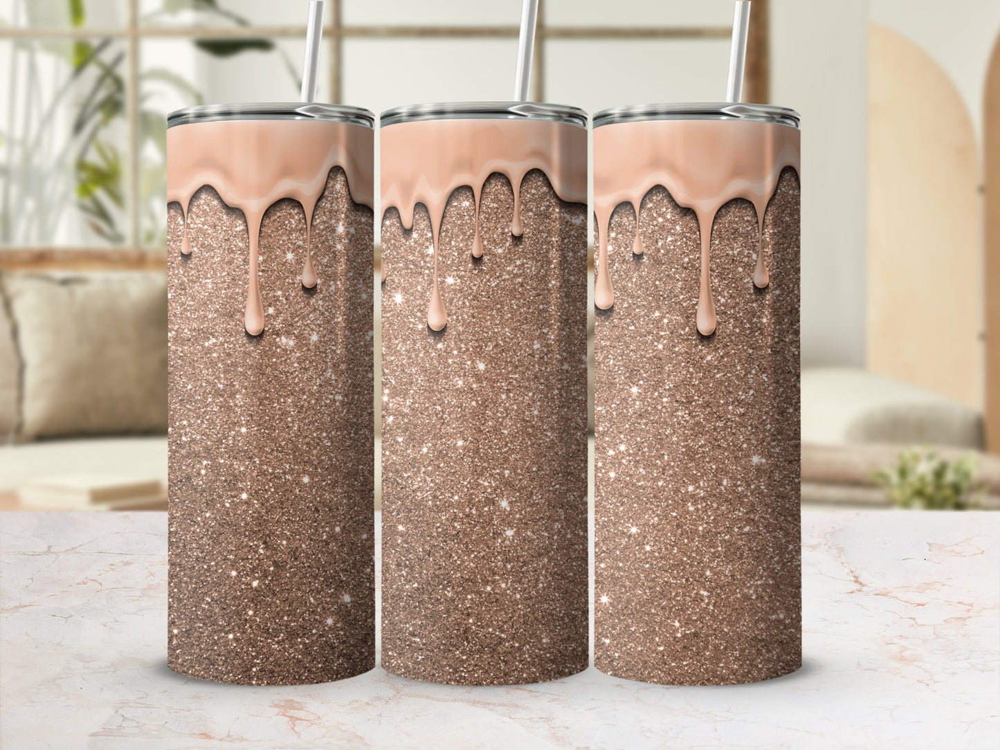 Glittering Drip Insulated Tumbler for Stylish Sipping